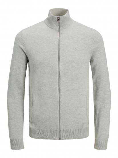 Jack & Jones JJEMIL Knit Turtle Zip Cardigan Light Grey - Puloveri & dukserice - Muške Puloveri & dukserice veliki brojevi