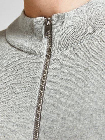 Jack & Jones JJEMIL Knit Turtle Zip Cardigan Light Grey - Puloveri & dukserice - Muške Puloveri & dukserice veliki brojevi