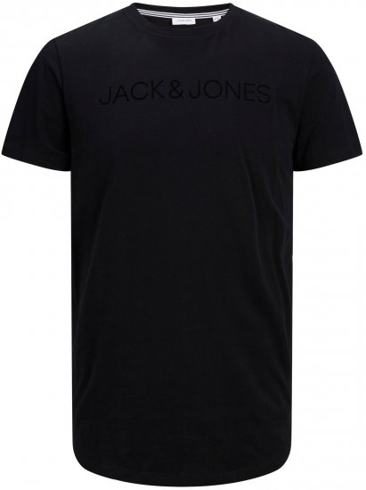 Jack & Jones JJHUGO FLOCK TEE Black - Majice Kratkih Rukava - Muške Majice Kratkih Rukava Veliki Brojevi 