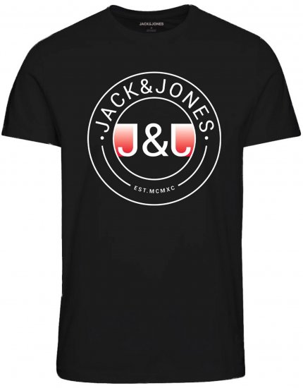 Jack & Jones JJMILAS T-Shirt Black - Majice Kratkih Rukava - Muške Majice Kratkih Rukava Veliki Brojevi 