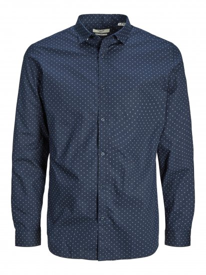 Jack & Jones JPRBLACARDIFF Print Shirt LS Navy - Košulje - Muške Košulje Veliki Brojevi