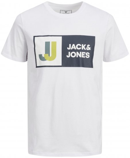 Jack & Jones JCOLOGAN TEE White - Majice Kratkih Rukava - Muške Majice Kratkih Rukava Veliki Brojevi 