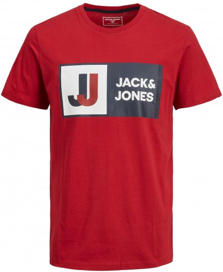 Jack & Jones JCOLOGAN TEE Red - Majice Kratkih Rukava - Muške Majice Kratkih Rukava Veliki Brojevi 