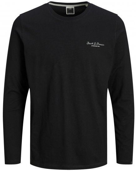 Jack & Jones JCOBERG Long sleeve T-shirt Black - Majice Kratkih Rukava - Muške Majice Kratkih Rukava Veliki Brojevi 