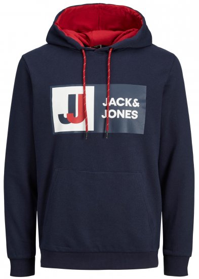 Jack & Jones JCOLOGAN Hoodie Navy - Puloveri & dukserice - Muške Puloveri & dukserice veliki brojevi