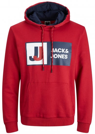 Jack & Jones JCOLOGAN Hoodie Red - Puloveri & dukserice - Muške Puloveri & dukserice veliki brojevi