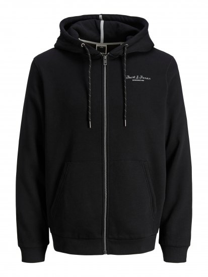Jack & Jones JCOBERG SWEAT ZIP Hoodie Black - Puloveri & dukserice - Muške Puloveri & dukserice veliki brojevi