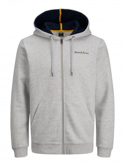 Jack & Jones JCOBERG SWEAT ZIP Hoodie Grey Melange - Puloveri & dukserice - Muške Puloveri & dukserice veliki brojevi