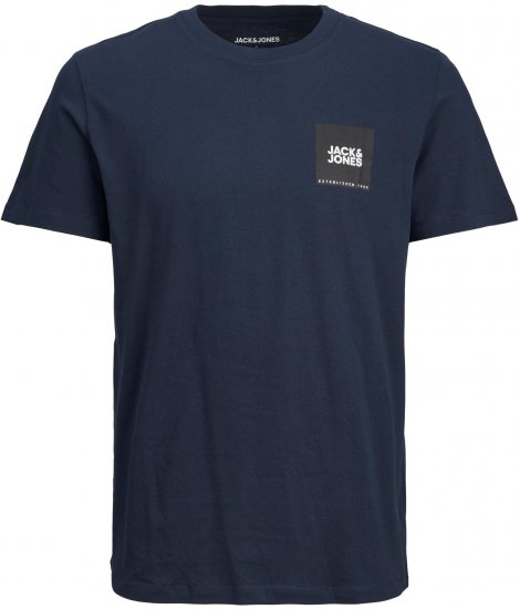 Jack & Jones JJLOCK TEE Navy Small print logo - Majice Kratkih Rukava - Muške Majice Kratkih Rukava Veliki Brojevi 
