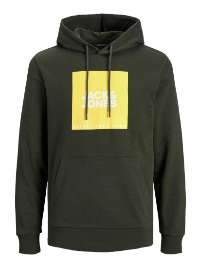 Jack & Jones JJLOCK SWEAT HOOD Dark Green - Puloveri & dukserice - Muške Puloveri & dukserice veliki brojevi