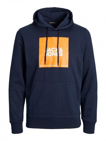 Jack & Jones JJLOCK SWEAT HOOD Navy/Orange - Puloveri & dukserice - Muške Puloveri & dukserice veliki brojevi