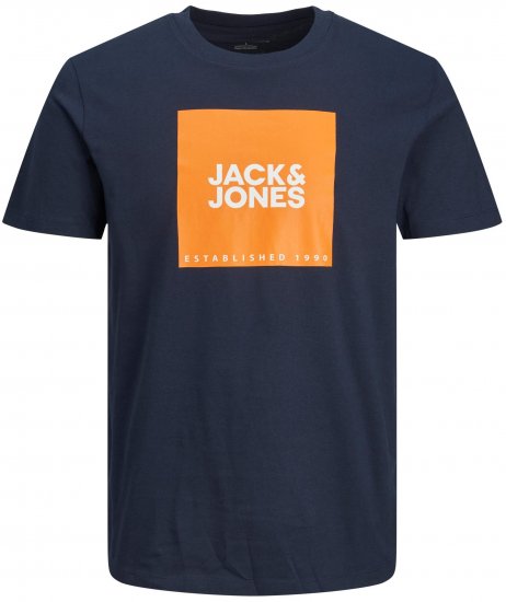Jack & Jones JJLOCK TEE Dark Blue - Majice Kratkih Rukava - Muške Majice Kratkih Rukava Veliki Brojevi 