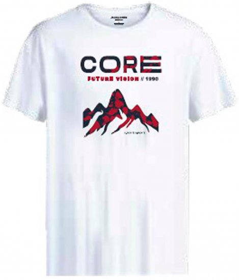 Jack & Jones JCOBOOSTER T-Shirt White - Majice Kratkih Rukava - Muške Majice Kratkih Rukava Veliki Brojevi 