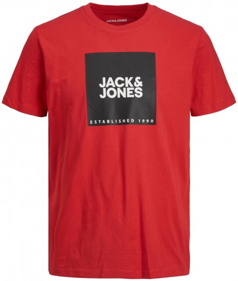 Jack & Jones JJLOCK TEE Red - Majice Kratkih Rukava - Muške Majice Kratkih Rukava Veliki Brojevi 