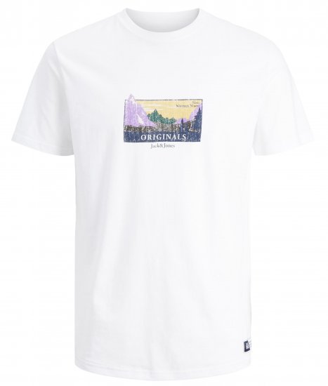 Jack & Jones JORWOODLANDGRAPHIC T-Shirt White - Majice Kratkih Rukava - Muške Majice Kratkih Rukava Veliki Brojevi 