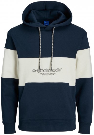 Jack & Jones JORLAKEWOOD SWEAT HOODIE Blocking Sky Captain - Puloveri & dukserice - Muške Puloveri & dukserice veliki brojevi