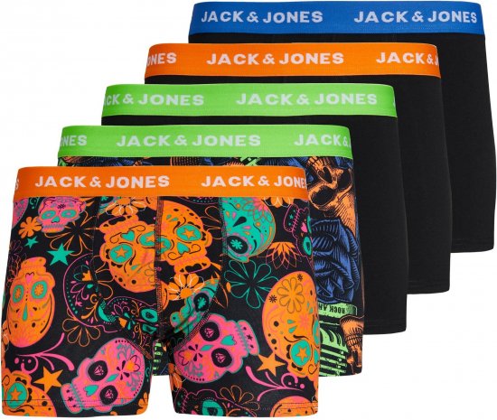 Jack & Jones JACPOP SKULLS TRUNKS 5 PACK Black - Donje rublje & kupaće hlače - muške donje rublje veliki brojevi