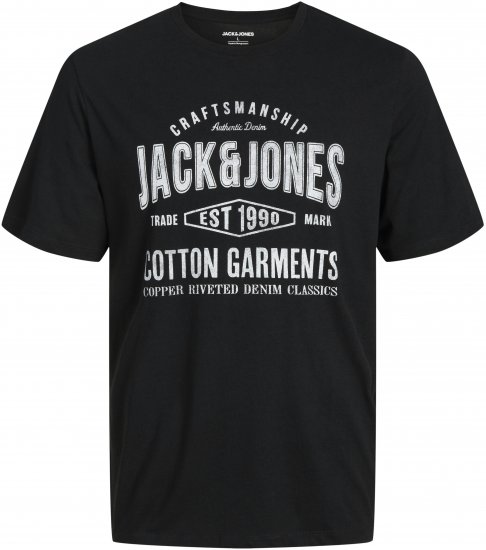 Jack & Jones JJJEANS T-shirt Black - Majice Kratkih Rukava - Muške Majice Kratkih Rukava Veliki Brojevi 