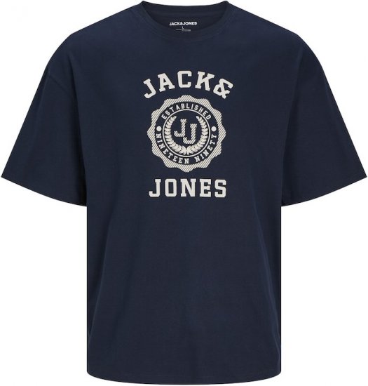 Jack & Jones VICTO T-Shirt Navy Blazer - Majice Kratkih Rukava - Muške Majice Kratkih Rukava Veliki Brojevi 