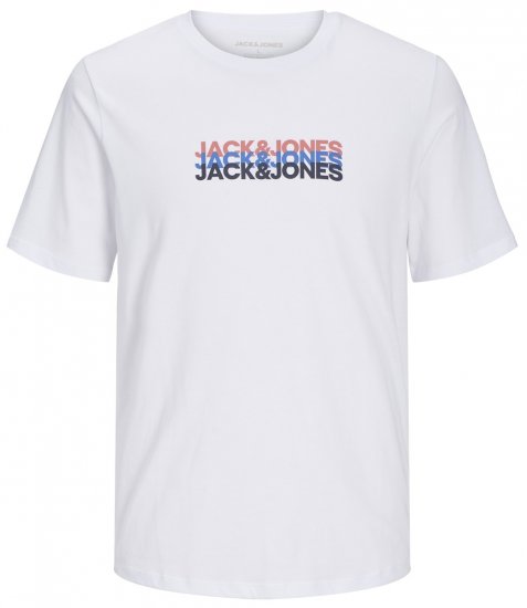 Jack & Jones JJCYBER T-Shirt White - Majice Kratkih Rukava - Muške Majice Kratkih Rukava Veliki Brojevi 