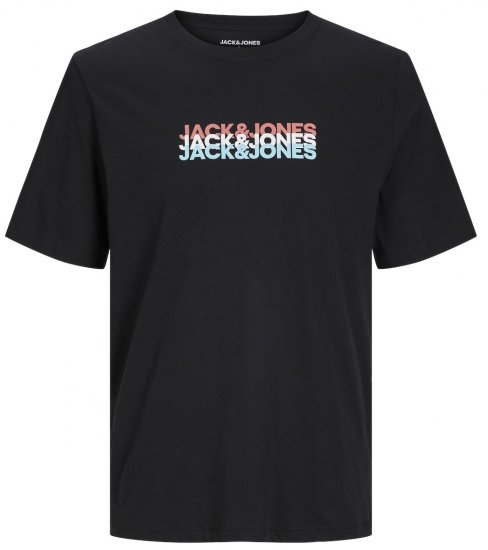 Jack & Jones JJCYBER T-Shirt Black - Majice Kratkih Rukava - Muške Majice Kratkih Rukava Veliki Brojevi 