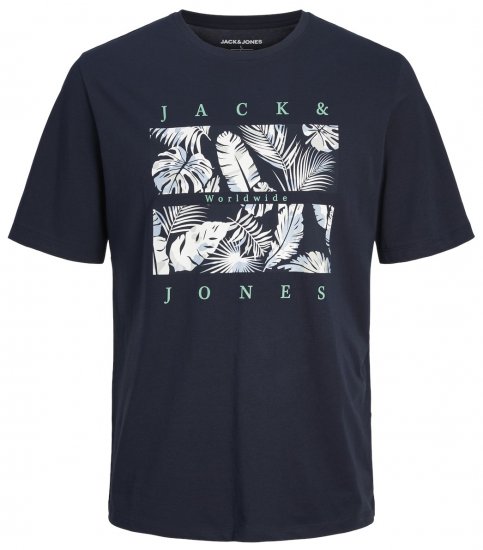 Jack & Jones JJFLOOR T-Shirt Navy Blazer - Majice Kratkih Rukava - Muške Majice Kratkih Rukava Veliki Brojevi 