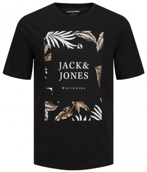 Jack & Jones JJFLOOR Black T-Shirt - Majice Kratkih Rukava - Muške Majice Kratkih Rukava Veliki Brojevi 