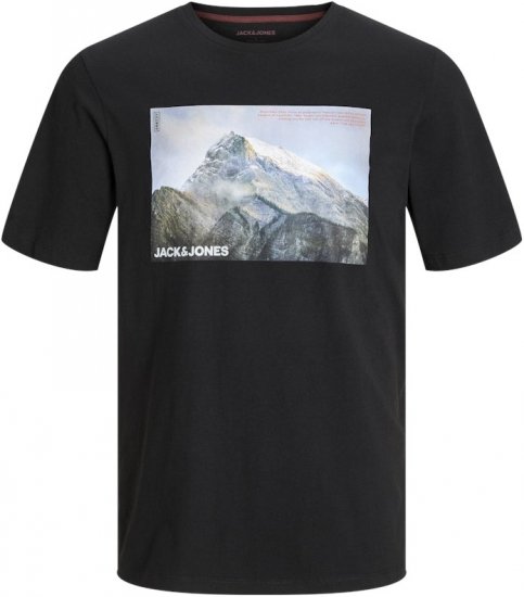 Jack & Jones MAINE T-Shirt Black - Majice Kratkih Rukava - Muške Majice Kratkih Rukava Veliki Brojevi 