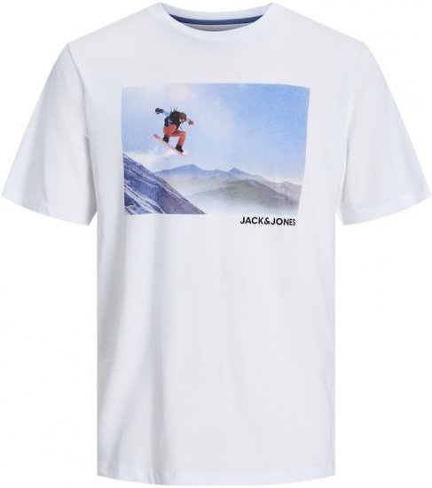 Jack & Jones MAINE T-Shirt White - Majice Kratkih Rukava - Muške Majice Kratkih Rukava Veliki Brojevi 