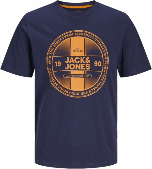 Jack & Jones JJRIO T-Shirt Navy Blazer - Majice Kratkih Rukava - Muške Majice Kratkih Rukava Veliki Brojevi 