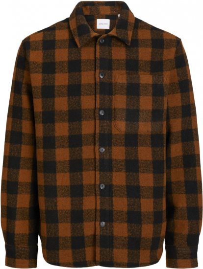 Jack & Jones ZAC Brushed Long Sleeve Overshirt Brown - Košulje - Muške Košulje Veliki Brojevi