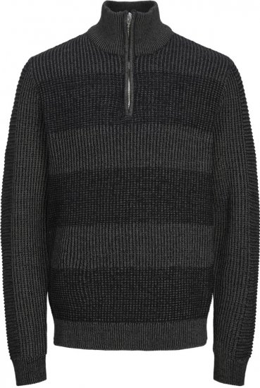 Jack & Jones HUGO Knitted Sweater with Half Zipper Black - Puloveri & dukserice - Muške Puloveri & dukserice veliki brojevi