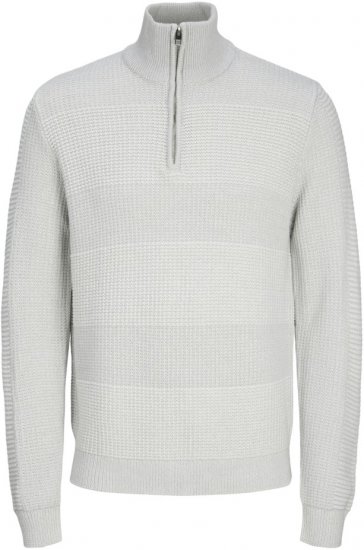 Jack & Jones HUGO Knitted Sweater with Half Zipper Cool Gray - Puloveri & dukserice - Muške Puloveri & dukserice veliki brojevi