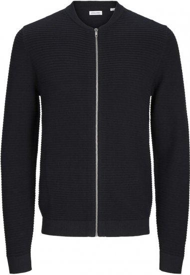 Jack & Jones OTTO Knitted Sweater with Zipper Black - Puloveri & dukserice - Muške Puloveri & dukserice veliki brojevi