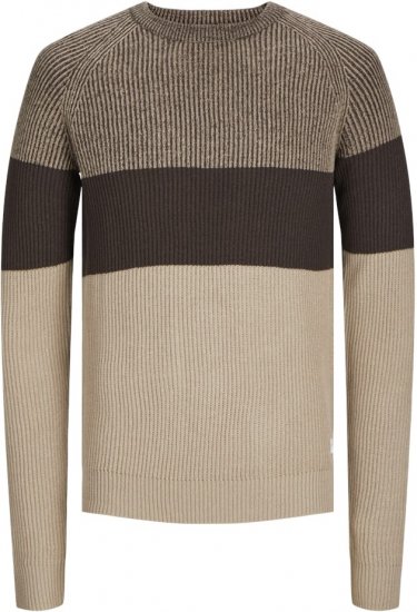 Jack & Jones PANNEL Knitted Sweater Brown - Puloveri & dukserice - Muške Puloveri & dukserice veliki brojevi