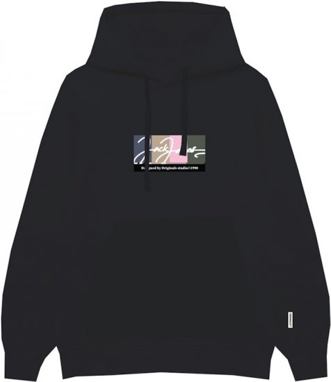 Jack & Jones PORTLAND Hoodie Black - Puloveri & dukserice - Muške Puloveri & dukserice veliki brojevi