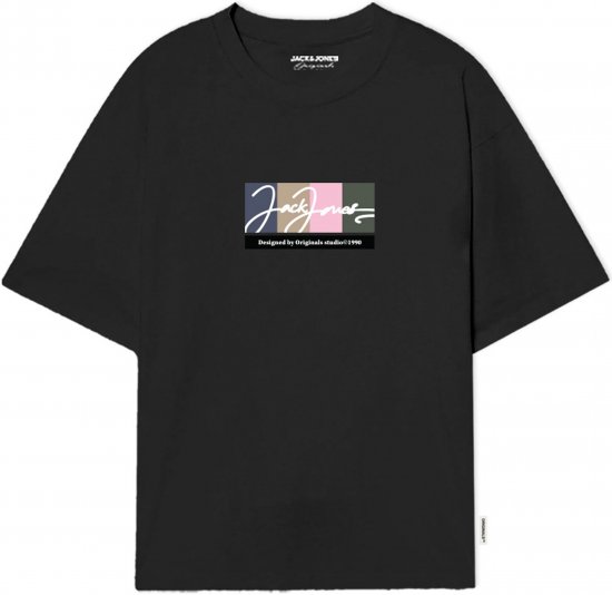 Jack & Jones Portland T-Shirt Black - Majice Kratkih Rukava - Muške Majice Kratkih Rukava Veliki Brojevi 