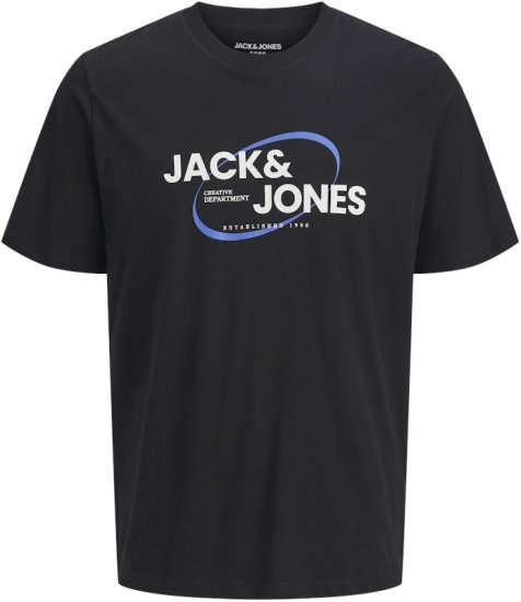Jack & Jones RAY T-Shirt Black - Majice Kratkih Rukava - Muške Majice Kratkih Rukava Veliki Brojevi 