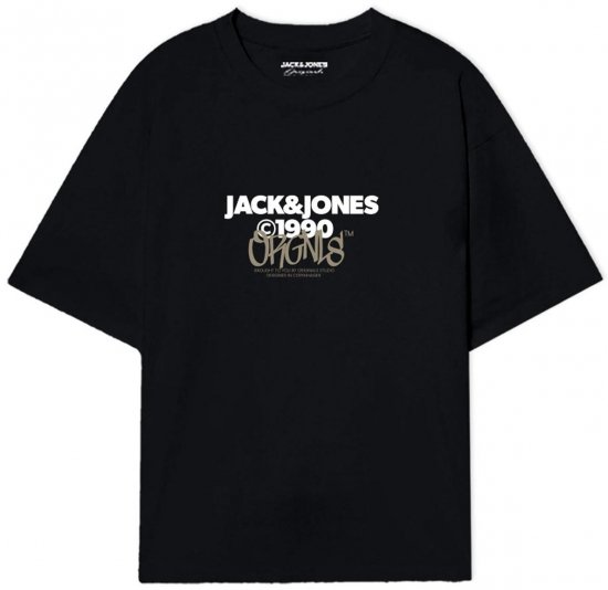 Jack & Jones JORBUSHWICK T-Shirt Black - Majice Kratkih Rukava - Muške Majice Kratkih Rukava Veliki Brojevi 