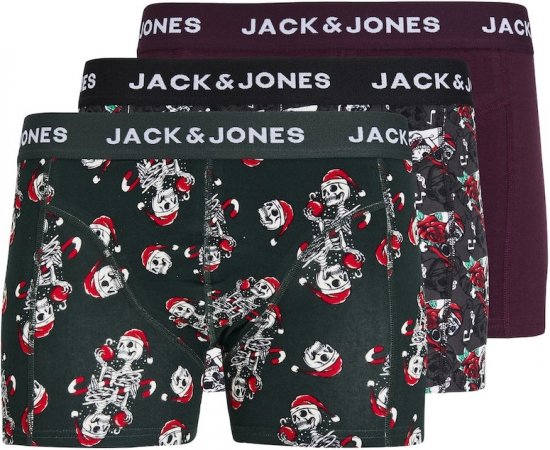 Jack & Jones XMAS Skull Trunks 3-Pack Green/Grey/Red - Donje rublje & kupaće hlače - muške donje rublje veliki brojevi