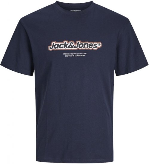 Jack & Jones ESTERBRO Newton T-Shirt Blue - Majice Kratkih Rukava - Muške Majice Kratkih Rukava Veliki Brojevi 