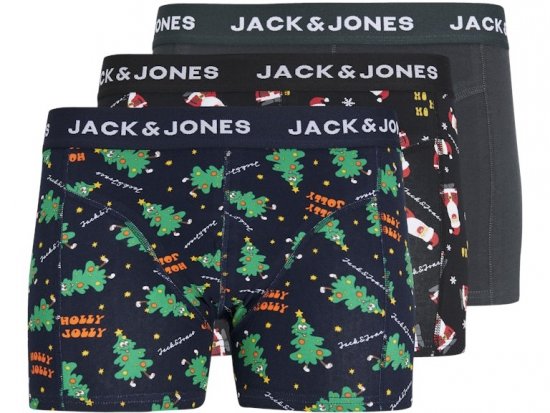 Jack & Jones HOLLY JOLLY Trunks 3-Pack Black - Donje rublje & kupaće hlače - muške donje rublje veliki brojevi