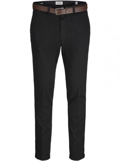 Jack & Jones Marco Franco Chino With Belt Black - Traperice & hlače - Muške Traperice i Hlače Veliki Brojevi