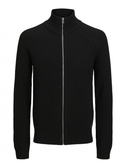 Jack & Jones Pannel Zip Knit Cardigan Black - Puloveri & dukserice - Muške Puloveri & dukserice veliki brojevi