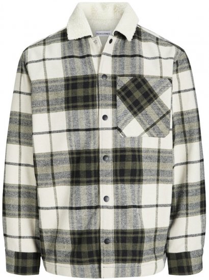 Jack & Jones Zac Teddy Long Sleeve Overshirt Jacket Dusty Olive - Jakne - Muške Jakne Veliki Brojevi