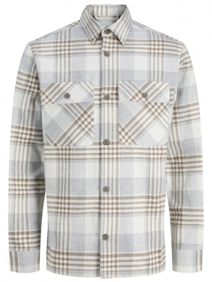 Jack & Jones Rayle Melange Check Long Sleeve Overshirt Brown - Košulje - Muške Košulje Veliki Brojevi