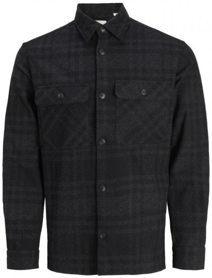 Jack & Jones Rayle Melange Check Long Sleeve Overshirt Black Beauty - Košulje - Muške Košulje Veliki Brojevi
