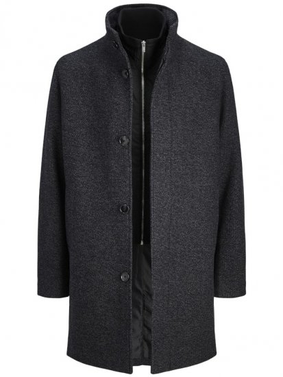 Jack & Jones Keith Standcollar Wool Blend Jacket Charcoal Grey - Jakne - Muške Jakne Veliki Brojevi