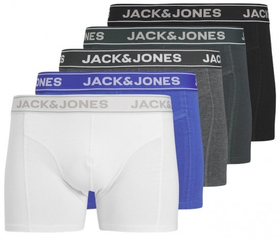 Jack & Jones Black Friday Trunks 5-Pack Black Grey Blue White - Donje rublje & kupaće hlače - muške donje rublje veliki brojevi