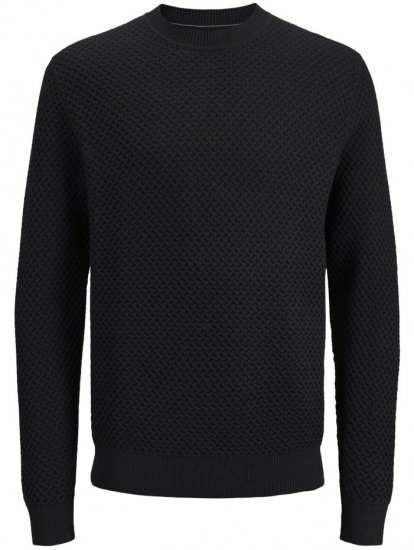 Jack & Jones Barkley Crew Neck Knitted Sweater Black - Puloveri & dukserice - Muške Puloveri & dukserice veliki brojevi